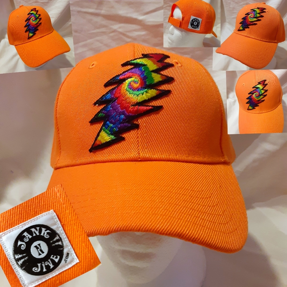 Grateful Dead hat, Orange Grateful Dead 13 point Lightening Bolt hat
